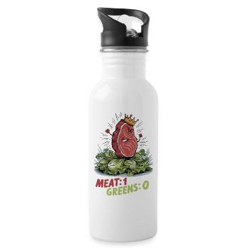 Meat 1, Greens 0 - Trinkflasche mit integriertem Trinkhalm - Weiß - Rechts