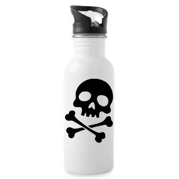 Classic Skull and Crossbones - Water bottle with straw - white - Right