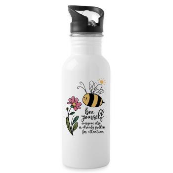 Bee Yourself - Water bottle with straw - white - Right