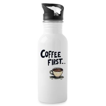 Coffee First - Trinkflasche mit integriertem Trinkhalm - Weiß - Rechts