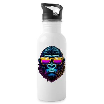 Gorilla - Trinkflasche mit integriertem Trinkhalm - Weiß - Rechts
