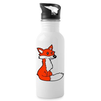 Fuchs Rotfuchs Wildes Tier Schlauer Wald Bewohner - Trinkflasche mit integriertem Trinkhalm - Weiß - Rechts