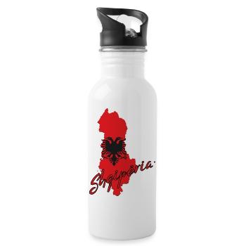 Albanian flag, Albanian pride - Water bottle with straw - white - Right