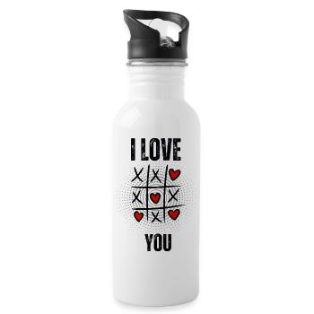 Love Tic-Tac-Toe - Water bottle with straw - white - Right