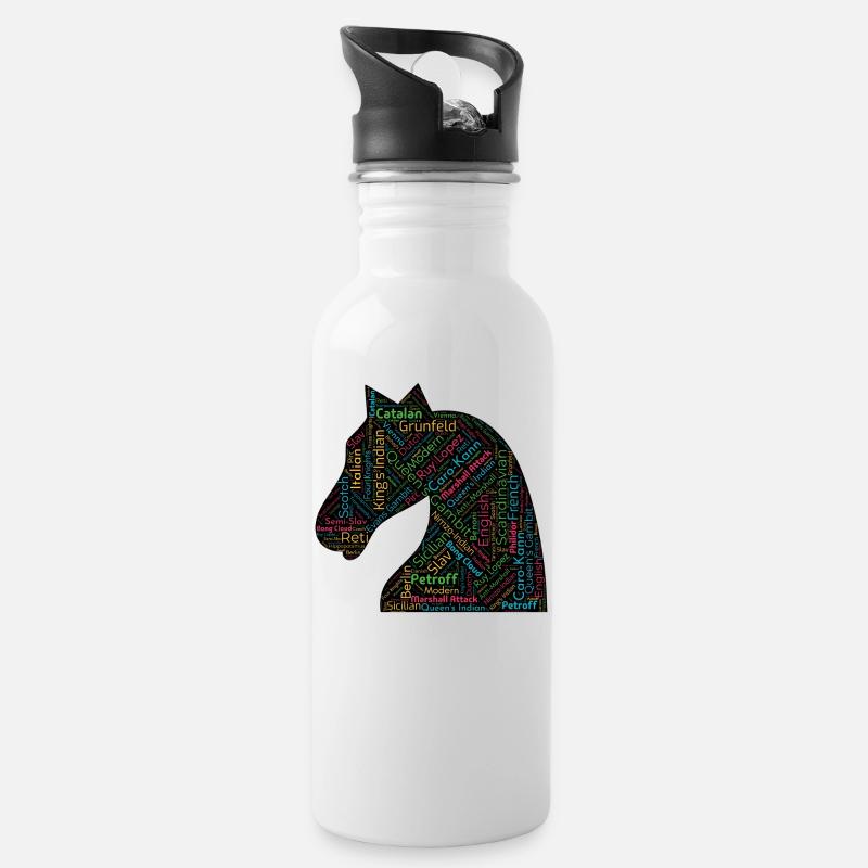 Chess Openings - Water bottle with straw - white