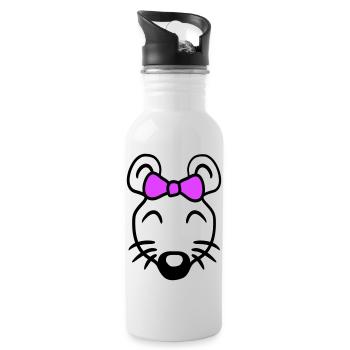 Maus Frau Hübsche Schleife Girl Kleine Ratte Süße - Trinkflasche mit integriertem Trinkhalm - Weiß - Rechts