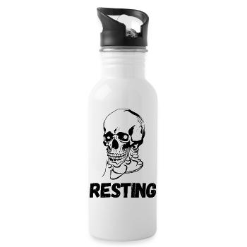 Resting skull - Water bottle with straw - white - Right