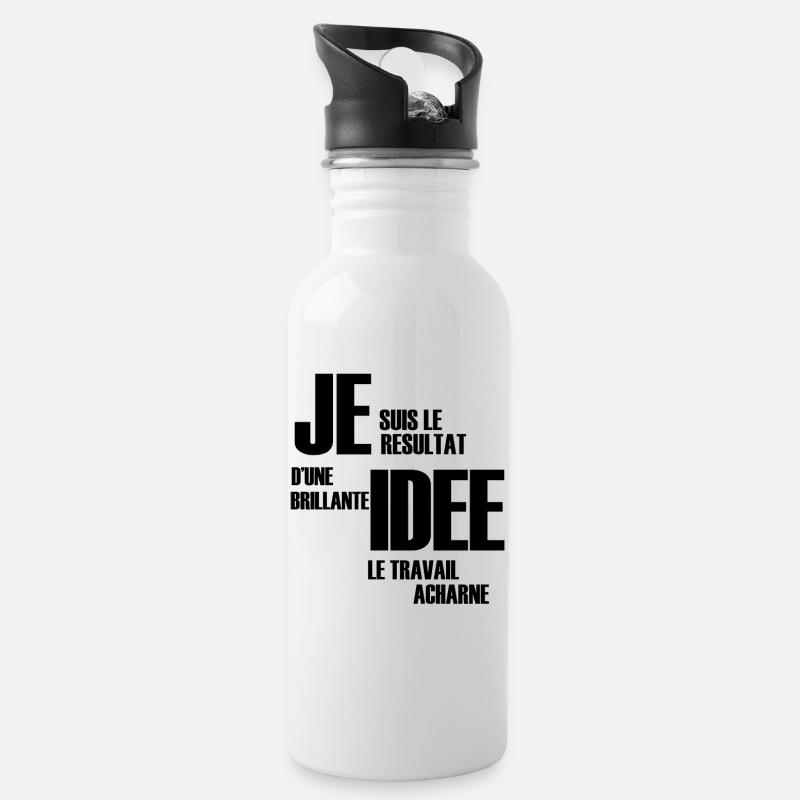 je suis le resultat d'une brillante idée💡 - Gourde avec paille intégrée - blanc