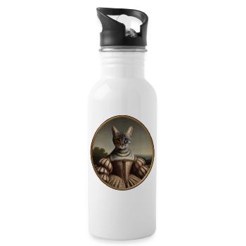 Bengalkatze im Stil der Renaissance - Trinkflasche mit integriertem Trinkhalm - Weiß - Rechts