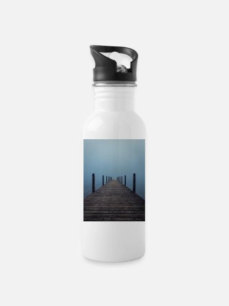 Silent Perspective - Water bottle with straw - white