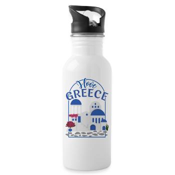 I Love Greece Illustrative Typografie - Trinkflasche mit integriertem Trinkhalm - Weiß - Rechts