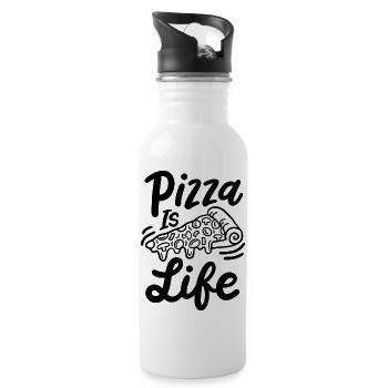 La pizza, c’est la vie - Gourde avec paille intégrée - blanc - Droite