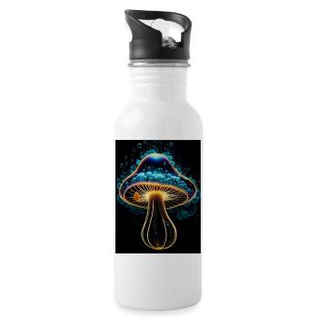 Glowing Mushroom - Water bottle with straw - white - Right