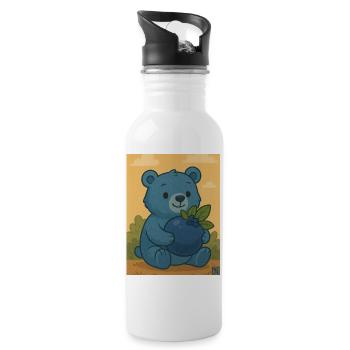 Blaubäre – Fruchtig. Flauschig. Fantastisch - Trinkflasche mit integriertem Trinkhalm - Weiß - Rechts