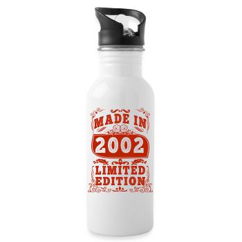 2002 Geburtstag 2002 Jahrgang 2002 Geburtstag - Trinkflasche mit integriertem Trinkhalm - Weiß - Rechts