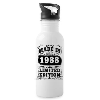 1988 Original 1988 Vintage Vintage Retro Jahrestag - Trinkflasche mit integriertem Trinkhalm - Weiß - Rechts