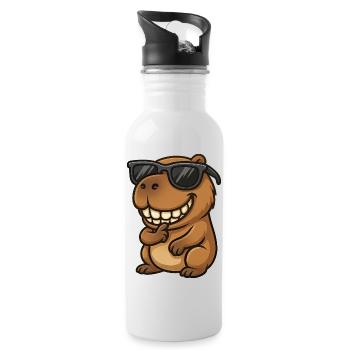 Cochon d’Inde Capybara cool avec lunettes de soleil - Gourde avec paille intégrée - blanc - Droite