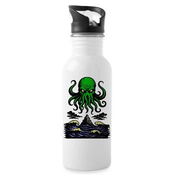 Cthulhu Retro 2 - Water bottle with straw - white - Right
