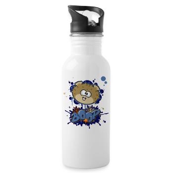 Graffiti Pufferfish - Water bottle with straw - white - Right