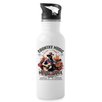 Country Music Guitar Guitarist Singer Vintage - Water bottle with straw - white - Right