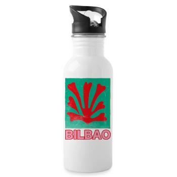 Bilbao Korallenflag Retro - Trinkflasche mit integriertem Trinkhalm - Weiß - Rechts