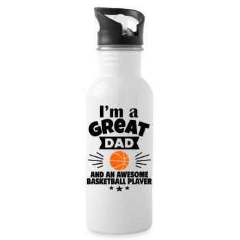 I'm a great dad and a strong basketball player - Water bottle with straw - white - Right