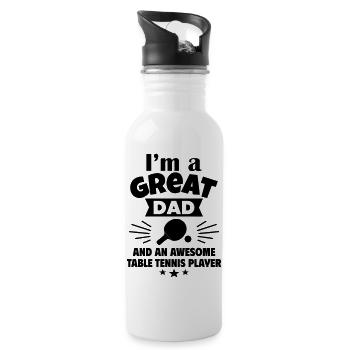 I'm a great dad and table tennis player - Water bottle with straw - white - Right