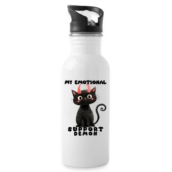 Emotionaler Support-Dämon – Lustige Katzen Edition - Trinkflasche mit integriertem Trinkhalm - Weiß - Rechts