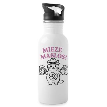 Mieze maßlos! - Bayerisches Partyshirt - Trinkflasche mit integriertem Trinkhalm - Weiß - Rechts