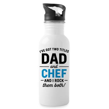 Papa und Chef Vatertagsdesign - Trinkflasche mit integriertem Trinkhalm - Weiß - Rechts