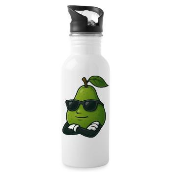 Cool Cartoon Pear Guava Summer Fruit Fruits - Water bottle with straw - white - Right
