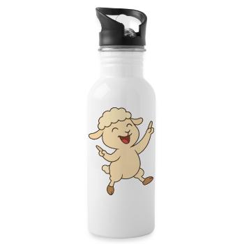 Dancing Lamb - Water bottle with straw - white - Right
