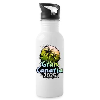 Gran Canaria 2025 Holiday Palm Trees - Water bottle with straw - white - Right