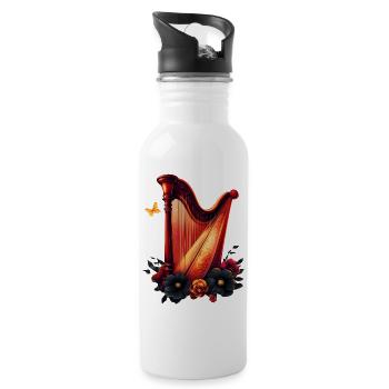 Cosmic melody, the magic of the harp. - Water bottle with straw - white - Right