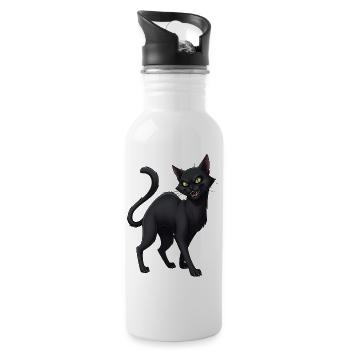 Black Cat - Water bottle with straw - white - Right