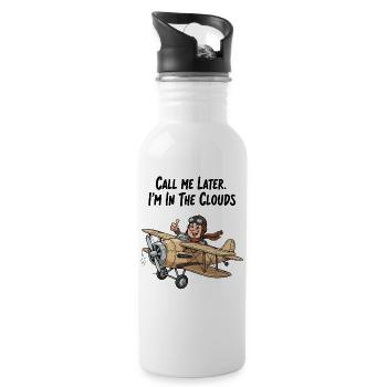 Pilot flying high: Call me later! - Water bottle with straw - white - Right