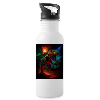 Vulkan-Tyrann im Neonfeuer - Trinkflasche mit integriertem Trinkhalm - Weiß - Rechts
