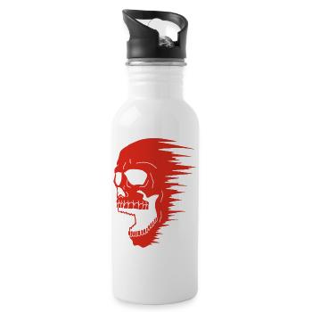 Red Skull and Speed - Water bottle with straw - white - Right