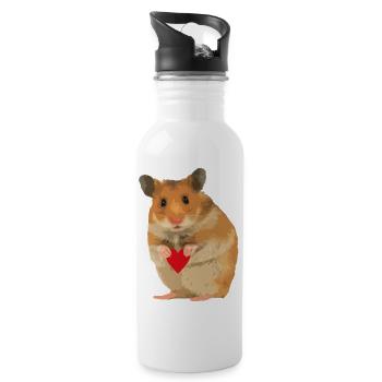 Hamster Menno with heart - Water bottle with straw - white - Right