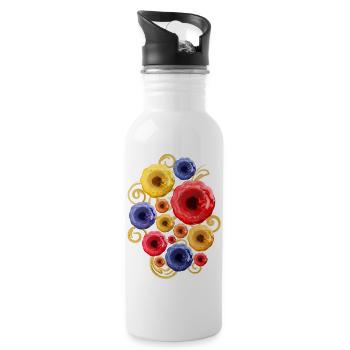 Colorful Flowers (Watercolors) - Water bottle with straw - white - Right