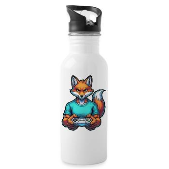 Fox gaming: Your animal gamer buddy! - Water bottle with straw - white - Right