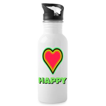 VIBRANT heart graphic with neon framing - Water bottle with straw - white - Right