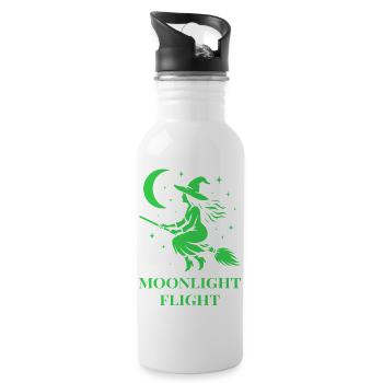 Witch flies through the night by moonlight - Water bottle with straw - white - Right