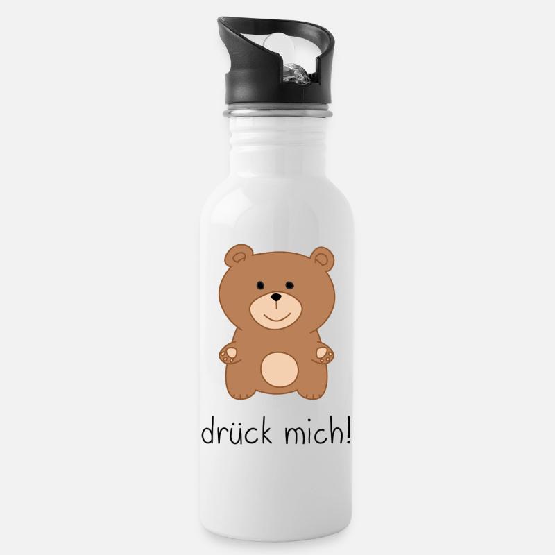 drueck mich - Trinkflasche mit integriertem Trinkhalm - Weiß