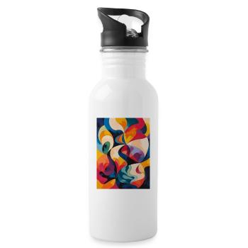 Die Kunst der Kurven - Trinkflasche mit integriertem Trinkhalm - Weiß - Rechts