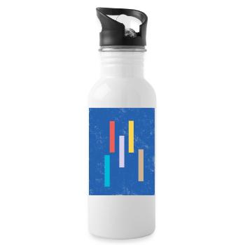 Abstract color mix on blue background - Water bottle with straw - white - Right