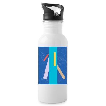Abstrakte Geometrische Kunst auf Kleidung - Trinkflasche mit integriertem Trinkhalm - Weiß - Rechts