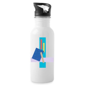Das abstrakte Gesicht auf T-Shirt - Trinkflasche mit integriertem Trinkhalm - Weiß - Rechts