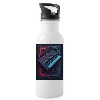 Futuristic synthesizer design - Water bottle with straw - white - Right