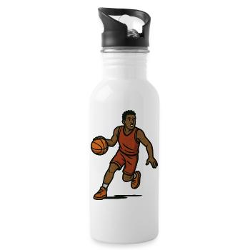 basketballer streetball comic - Trinkflasche mit integriertem Trinkhalm - Weiß - Rechts